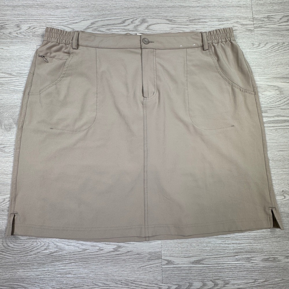 Tilley Women Skort Hiking Outdoor Ripstop Tan XXL Stretch Elastic Waist Pockets